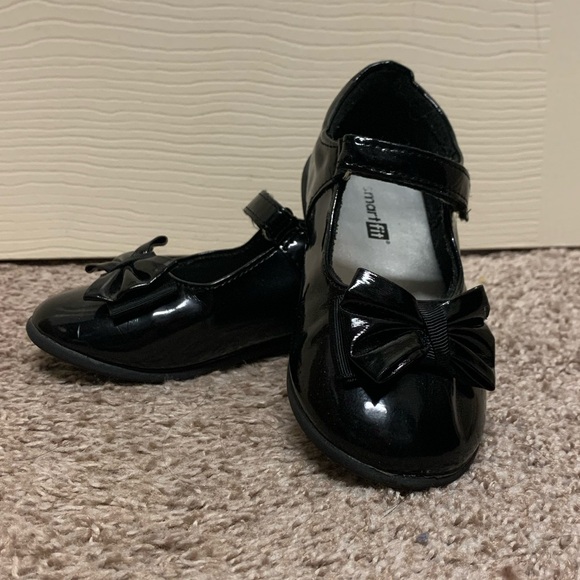 Smart Fit Toddler Girls size 10 dress shoes Mary Jane Velcro closure black bows - Picture 6 of 7